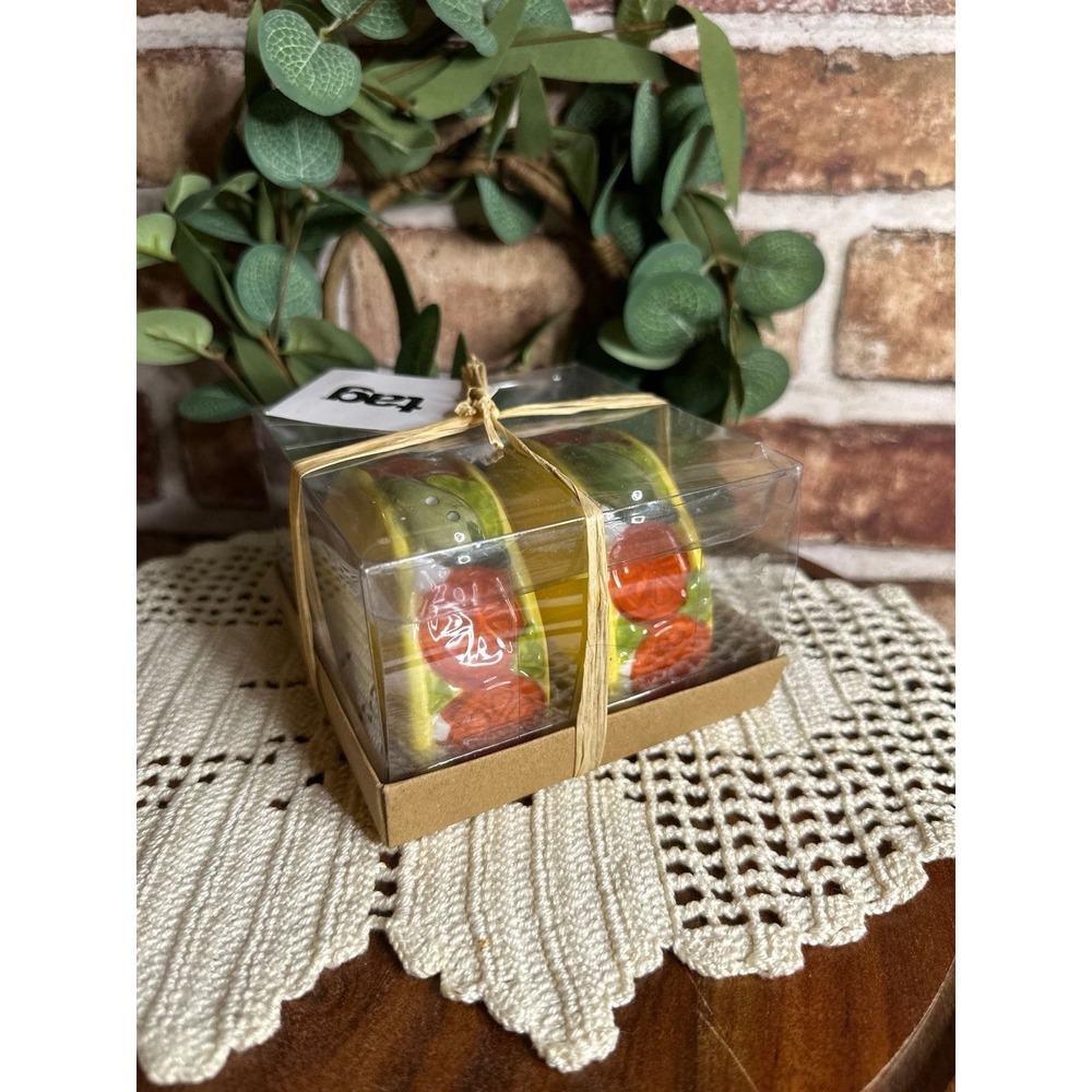 NIB Tag Taco Ceramic Salt & Pepper Shaker Set